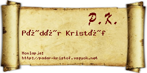 Pádár Kristóf névjegykártya